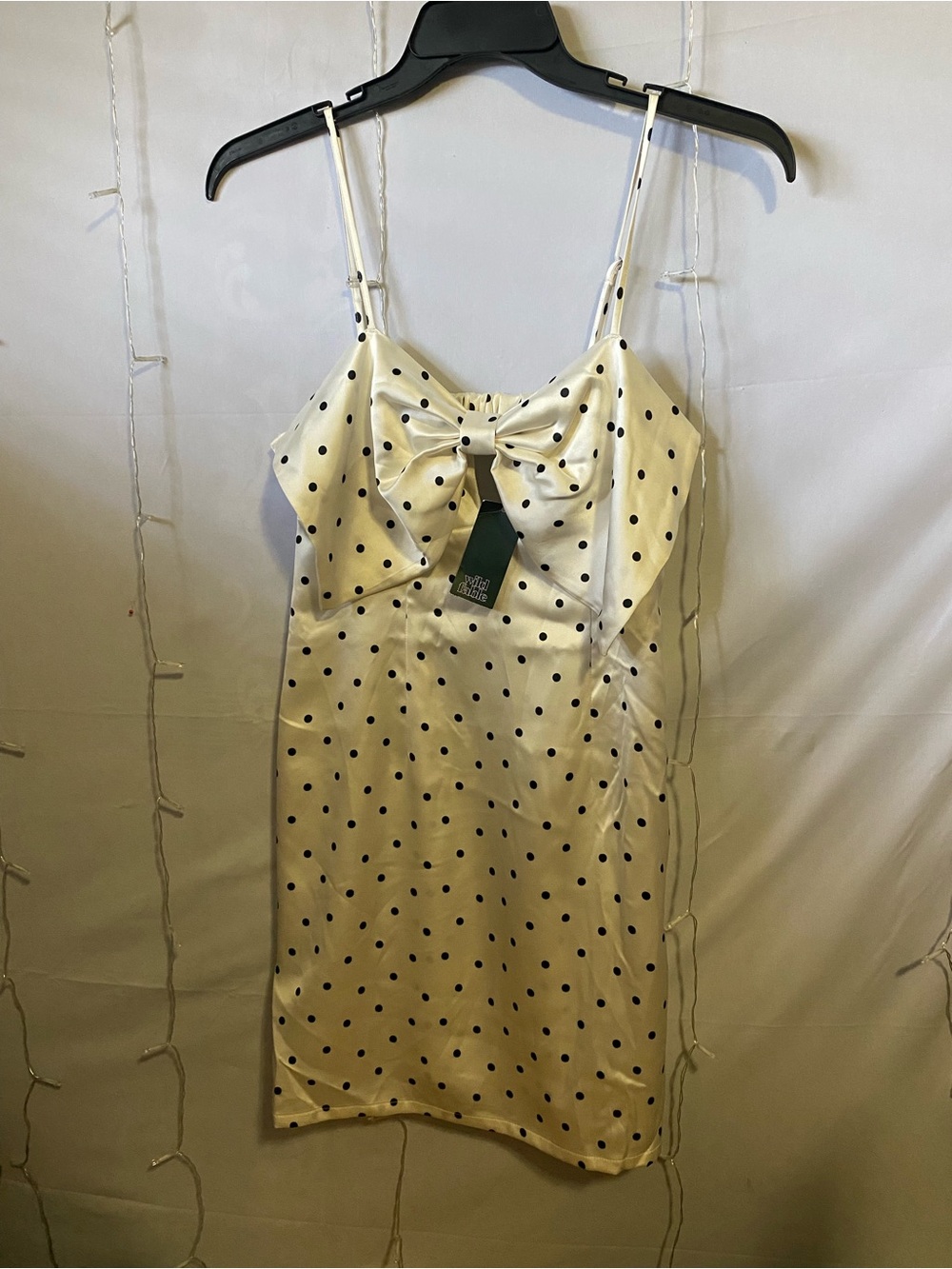 wild fable Ivory Polka Dot Satin Dress with Bow